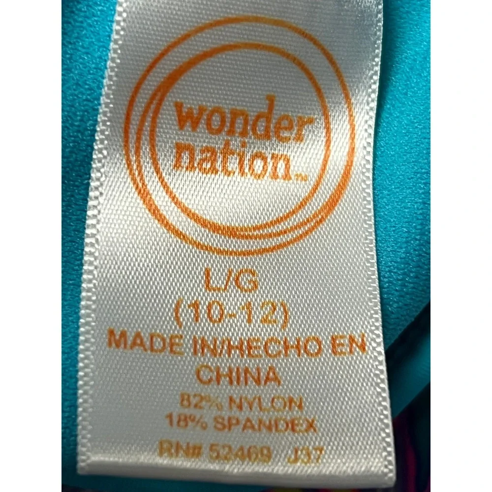 Wonder Nation Girls L 10-12 One Piece Swimsuit Tropical Pineapple Cobalt Crush